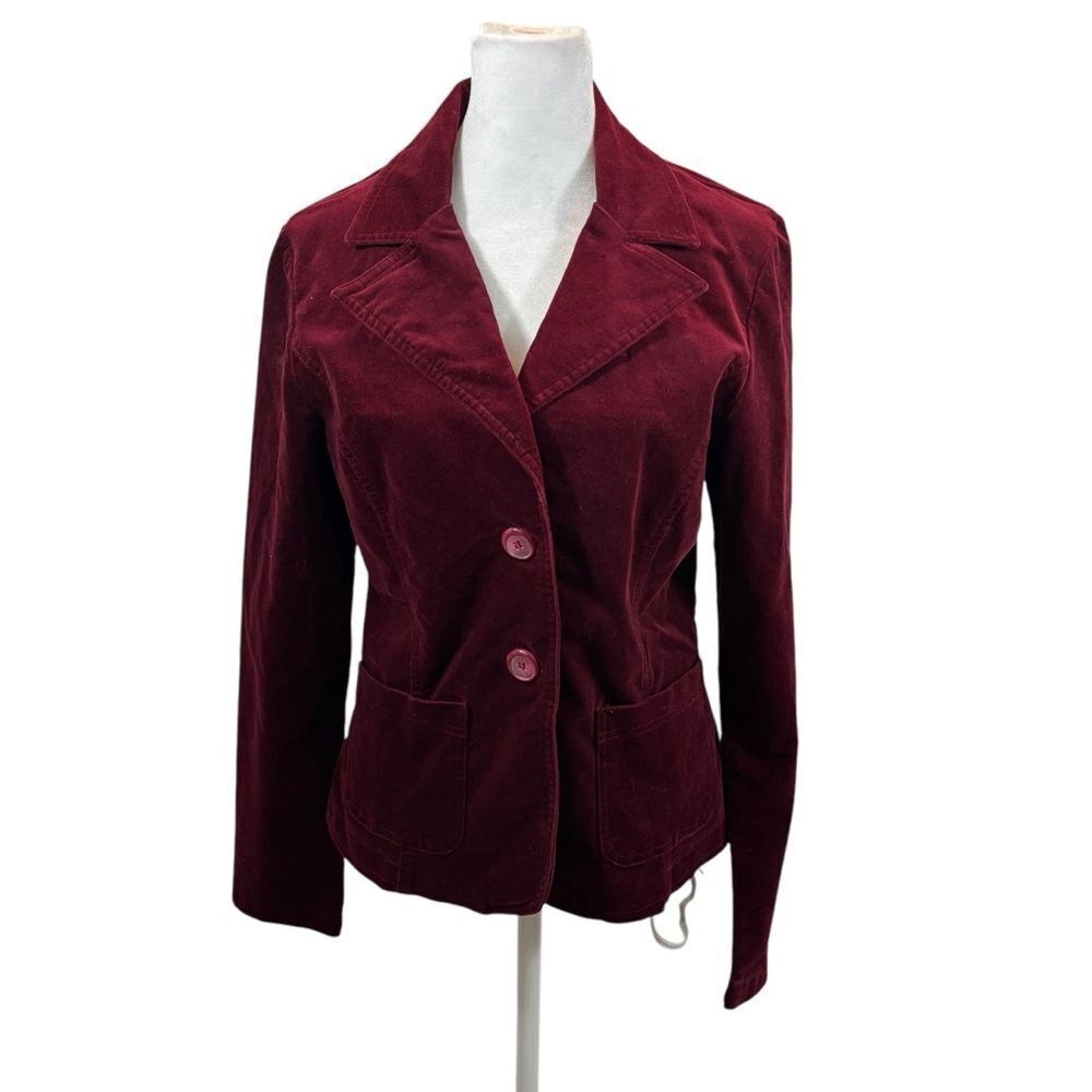 Ladies‎ Vintage LaBelle Brand Burgundy Velour Blazer Size 9